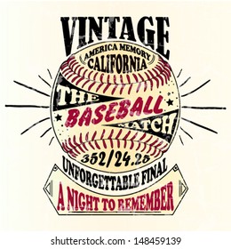 american-baseball-vintage-retro illustration handmade design