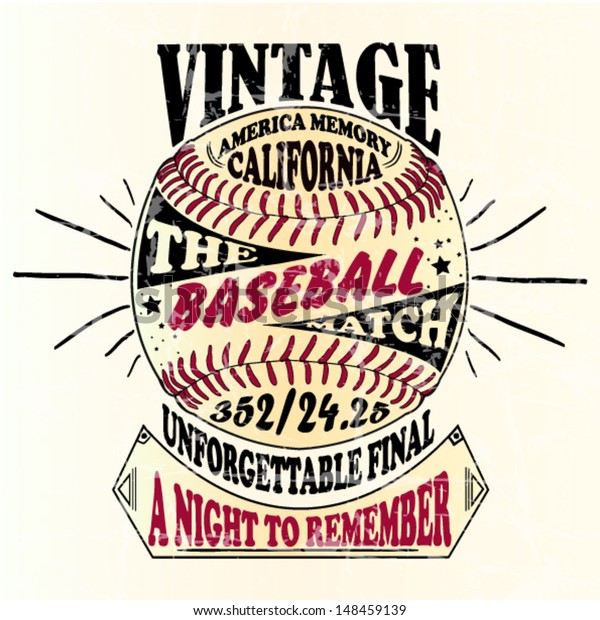 アメリカン 野球 ビンテージ レトロなイラスト手作りのデザイン のベクター画像素材 ロイヤリティフリー Shutterstock