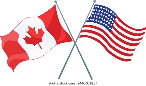 American-Canadian cooperation. Flags of neighboring countries