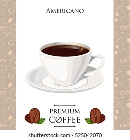 Americano coffee colorful illustration. Vector illustration of americano coffee. 