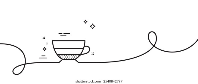 Americano coffee icon. Continuous one line with curl. Hot drink sign. Beverage symbol. Americano single outline ribbon. Loop curve pattern. Vector