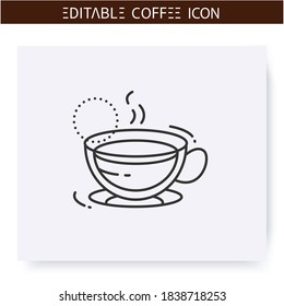 Americano coffee line icon. Type of coffee drink. Diluting espresso with hot water. Coffeehouse menu. Different caffeine drinks receipts concept. Isolated vector illustration. Editable stroke  svg