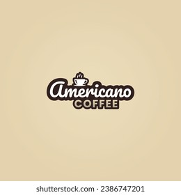 Americano coffee logo or Americano coffee label vector isolated in flat style. Best Americano coffee logo vector for product packaging design element. Americano coffee label vector for product.