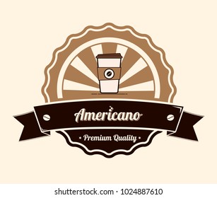 Americano Coffee. Vector icon. Vintage label