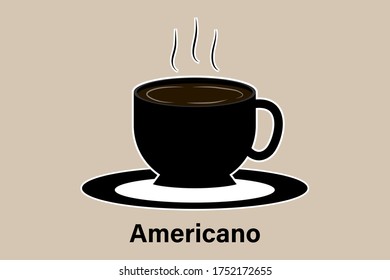Americano cup of hot coffee, Drinks menu in the restaurant