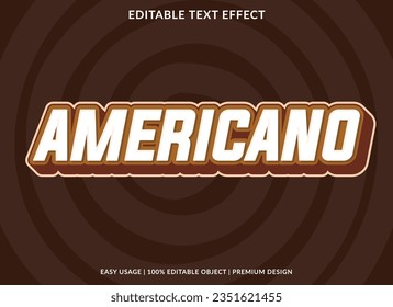 Vorlage für den Texteffekt von americano mit 3D-Stil für die Markenbezeichnung und das Logo
