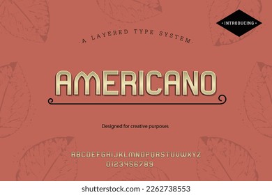 Americano typeface. For labels and different type designs