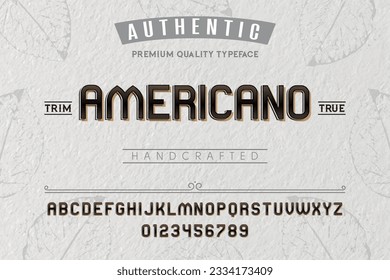 Americano typeface. For labels and different type designs