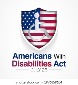 The Americans with disability act is observed every year on July 26, ADA is a civil rights law that prohibits discrimination based on disability. Vector illustration. svg