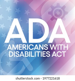 The Americans with disability act is observed every year on July 26, ADA is a civil rights law that prohibits discrimination based on disability. Vector illustration.