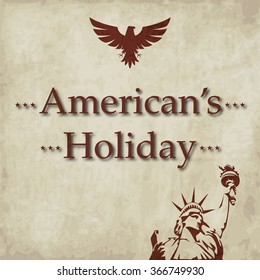 american's holiday  background with eagle and statue of liberty