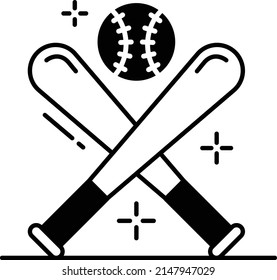 Americans national base ball Sports Vector Icon Design, American culture and traditions Symbol, United States Social Sign, US Arts and literature Stock illustration, Baseball bat and Ball Concept