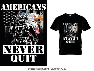 Americans Never Quit Veteran T-Shirt Design