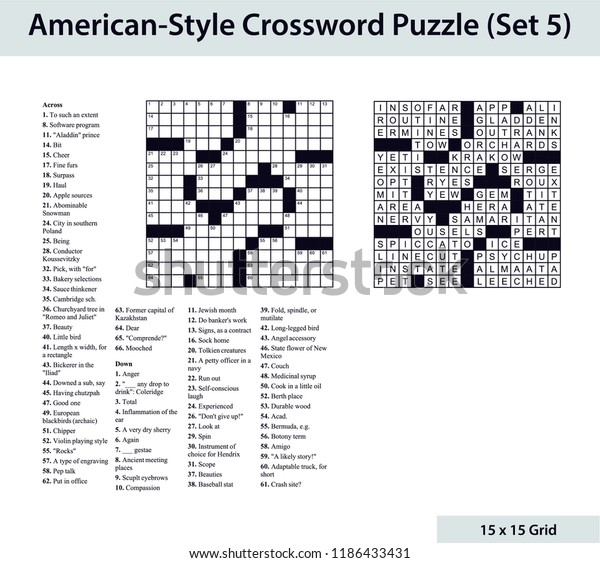 Americanstyle Crossword Puzzle 15 X 15 Stock Vector Royalty