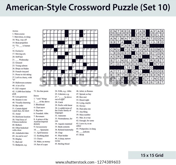 15 X 15のグリッドを持つアメリカ式のクロスワードパズル 空白のクロスワード グリッド 手がかり 解決策が含まれます のベクター画像素材 ロイヤリティフリー