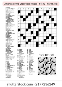 American-style crossword puzzle game with 15 x 15 squares. Includes blank crossword grid, have clues, with the solution.