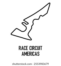 Americas Circuit Vector. Circuit Race Track Illustration with Editable Stroke. Stock Vector.