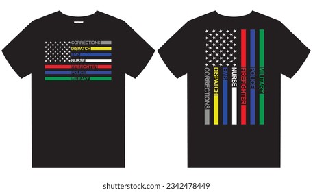 America's Heroes Flag T Shirt Design.