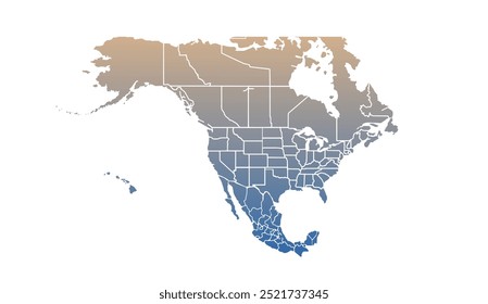 Mapa de las Américas en colores degradados. Mapa político detallado de América del Norte y del Sur Continente.