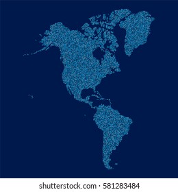The Americas map made from a dot pattern