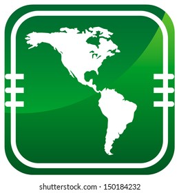 Americas map vector green icon
