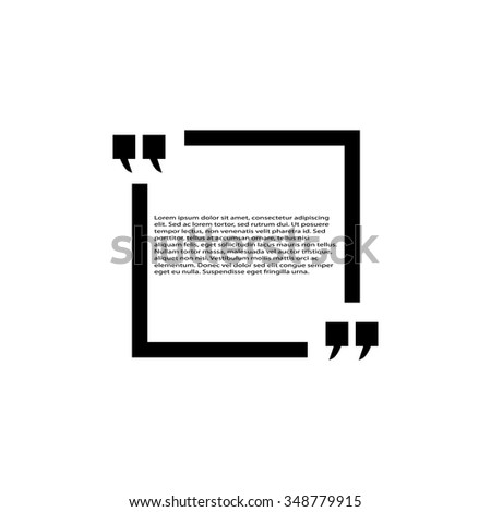 Americas Quote Frame Template – Bold Black Quotation Box with Placeholder Text. A bold black quotation frame featuring large stylized quotation marks in the upper left and lower right corners, enclosing a block of placeholder paragraph text. The thick square outline and clean monochrome design create a modern, editorial look suitable for inspirational quotes, testimonials, presentations, social media graphics, posters and contemporary layout concepts. Ideal for both commercial and editorial use across print and digital platforms.