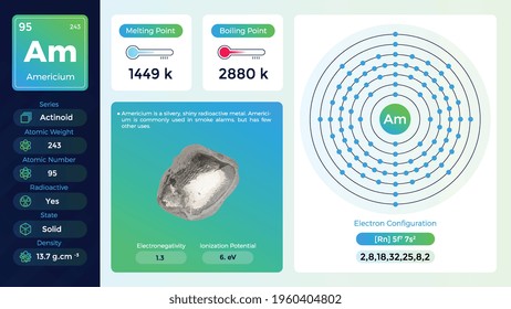 Americium electron configuration and its  properties-vector illustration