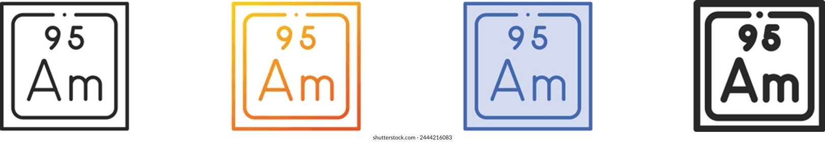 americium icon.Thin Linear, Gradient, Blue Stroke and bold Style Design Isolated On White Background