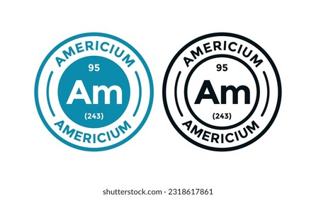 AMERICIUM logo badge design. this is chemical element of periodic table symbol. Suitable for business, technology, molecule, atomic symbol 