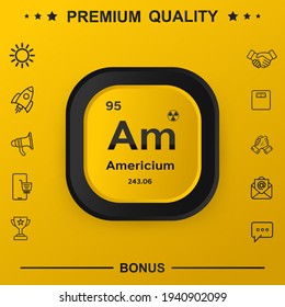 Americium symbol with yellow button