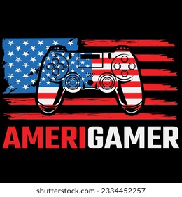 Amerigamer 4th of july game t-shirt design