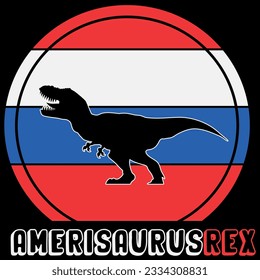 Amerisaurus rex dinosaur 4th of july t-shirt design