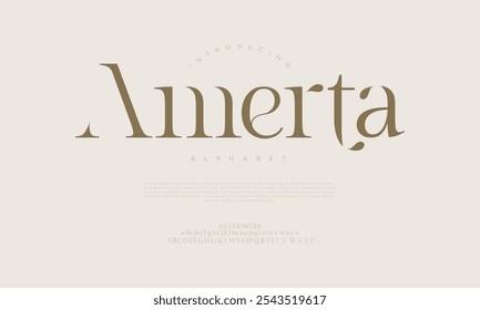 Amerta typography beauty fashion elegant minimalist serif italic fonts decorative wedding vintage retro logos. Minimal luxury font alphabet logo. Vector illustration