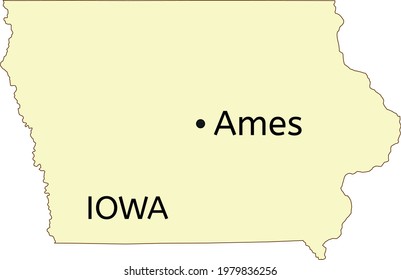 Ames city location on Iowa state map