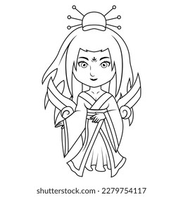 Ameterasu chibi mascot line art