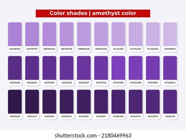 Amethyst color palette with RGB HEX color codes, Hex color codes, Fashion trend purple color palette