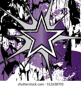 Amethyst colored rock n roll grunge star vector background