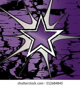 Amethyst colored rock n roll grunge star vector background
