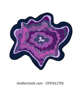 Amethyst crystal cut, isolated on a white background. Vector illustration in cartoon style. Mystical crystals for design and decoration.