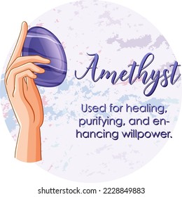 Amethyst-Edelstein mit Textgrafik