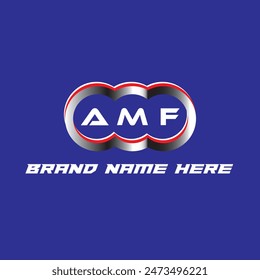 AMF letter logo vector unique attractive creative modern initial design white color on blue color background AMF letter logo icon design
