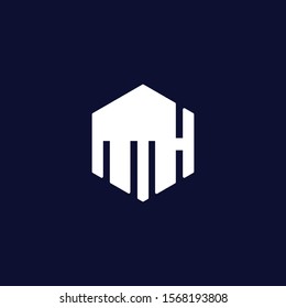 amh initial hexagon logo design