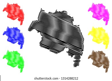 Amhara Region (Federal Democratic Republic of Ethiopia, Horn of Africa, Regions and chartered cities of Ethiopia) map vector illustration, scribble sketch Amhara State map