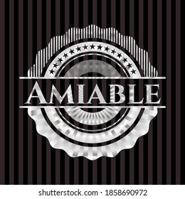 Amiable silvery shiny badge. Vector Illustration. Mosaic. 