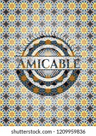 Amicable arabic emblem. Arabesque decoration.
