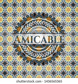 Amicable arabic style emblem. Arabesque decoration.