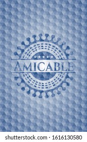 Amicable blue emblem with geometric pattern. Vector Illustration. Detailed.