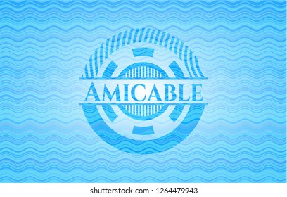Amicable light blue water style badge.