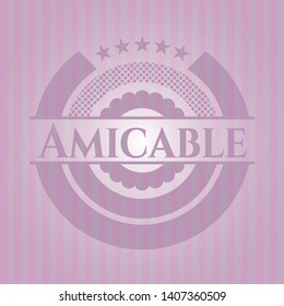 Amicable vintage pink emblem. Vector Illustration. Detailed.