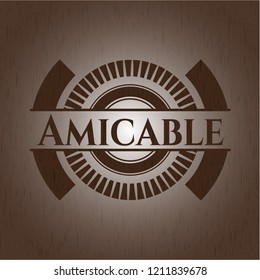 Amicable vintage wooden emblem